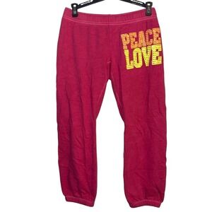 Victoria's Secret PINK XS Pink Rhinestone Bling Sweatpants Peace Love Y2K Lounge